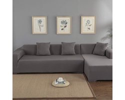 Elastic Sofa Cover - L Shape Sofa Bescherming - Stretch Sofa Cover voor 3+2 Zits Hoekbank - Grijs