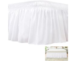 Elastische bedrok - Gemakkelijke Pasvorm Corner Bed Skirt - Bedrok - 38 cm Zoomlengte Verbergt Matras En Bedframe - 120 x 200 cm - Bedrok Matrashoes - Bedrok met ruches - Wit