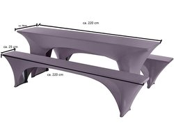 Elastische Bierviltjes en Tafelbedekking voor 70 cm - 3-delige Set voor Bierbanken en Tenten, Stretch Covers in Taupe