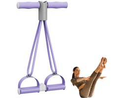 Elastische Buikspiertrainer - 15 lbs trek - Scheidbaar Ab Trainer - Ab Roller - Ab Wheel - Sit-up Fitness Rekken - Beenexpander voor fitnessoefeningen voor de buik - Resistance Fitness Weerstand Pedaal Band - Sport Elastiek met handvat - Paars