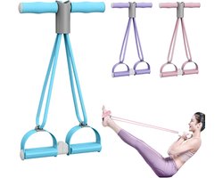 Elastische Buikspiertrainer - 30 lbs trek - Scheidbaar Ab Trainer - Ab Roller - Ab Wheel - Sit-up Fitness Rekken - Beenexpander voor fitnessoefeningen voor de buik - Resistance Fitness Weerstand Pedaal Band - Sport Elastiek met handvat - Blauw