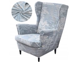 Elastische Fauteuilhoes "Oorfauteuil" met Bladprint - Blauw