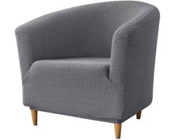Elastische hoezen voor kuipstoelen, hoezen uit één stuk voor clubstoelen, zachte jacquard hoezen voor kuipstoelen, hoezen voor fauteuils, beschermhoezen voor woonkamermeubels (donkergrijs)