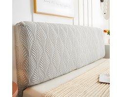 Elastische hoofdbordhoes voor kingsize/queensize bedden, jacquard hoofdbordhoes, stofwerende hoes, slaapkamerdecoratie (lichtgrijs, 150 cm)