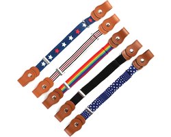 Elastische Kinderriem zonder Gesp - Verstelbaar 35-48 cm (rek tot 75 cm) - 5 stuks - 2,5 cm breed - voor Jeans, Broeken, Jurken & Schooluniform - voor Jongens & Meisjes - PU-leer/Polyester