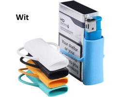 Elastische Siliconen Aanstekerhoes Voor Sigarettenpakjes I I Rekbaar I Raak nooit Meer je Aansteker Kwijt I Antislip I 5.9 x 2.6 CM I Wit