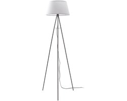 ELC - vloerlamp - 1licht - Staal, stof - H: 150 cm - E27 - wit, zwart