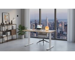 Electric Desk Casa Velluto Aurora 120x60 cm – Elektrisch Zit Sta Bureau met 4 Geheugenstanden – In Hoogte Verstelbaar 72-118 cm – Ergonomisch Thuiswerk Bureau – Licht Walnoot Houten Blad