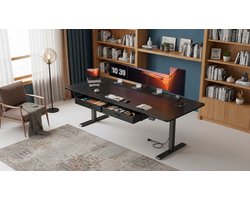 Electric Desk Casa Velluto ErgoMaster 200x80 cm – Zit Sta Bureau Elektrisch, In Hoogte Verstelbaar met 2 Geheugenfuncties, 2 Afneembare Laden, Ingebouwd Stopcontact & USB-C, Zwart – Ergonomisch Kantoorbureau