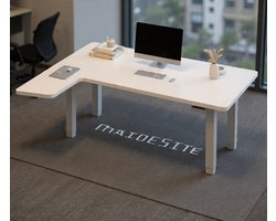 Electric Desk L-Vorm 160x120 cm – Elektrisch Hoek Zit-Sta Bureau met Dubbele Motor, 4 Poten, 160 kg Draagkracht, USB-C, Piano Bediening & Ultra Stabiel Frame – Zilver/Wit – Furnitureland
