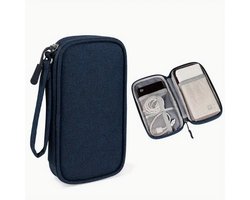 Electronica Organizer - Klein - Small - Travel Organization - Reistasje - Vliegtuig - Opberg Tas Reizen - Kabel Organizer - Powerbank Storage - Blauw