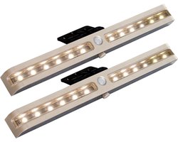 Eleganca Bed Led Verlichting met Bewegingssensor 2 Stuks – Uitstapverlichting – Warm Licht Bedlamp – Nachtlamp – Instelbare Brandduur – Kunststof Bedverlichting – Wandlamp – Motion Lamp – 3400K Wit Licht