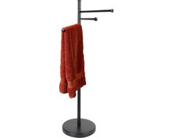Eleganca Handdoekrek - H84 x B30 x Ø22 cm - Vrijstaand handdoekkenrek - 3-Arms Handdoekenhouder - Verstelbaar - Zwart