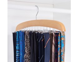 Eleganca Houten Stropdashanger - Kledinghanger - Stropdassenhouder - Stropdassenrek - Kast Organizer - Voor Sjaals of Kleine Accessoires - 24 Haken - Houtkleur
