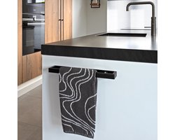 Eleganca Industrieel handdoekrek zwart – L30 x B5.6 x H2 cm - Handoeken ophangrek - Wandmontage - Handdoekhouder – RVS – Mat Zwart