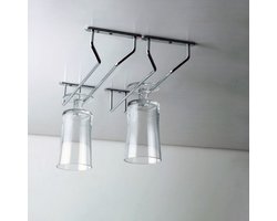 Eleganca luxe wijnrek – Wijnglazen houder – Ophangrek wijnglas – Hangend – Eenvoudig te monteren ophangrek – Voor 3 tot 6 glazen - 34x11x7cm – Stevig verchroomd staal – 1 stuk