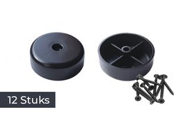 Eleganca Meubelglijders met schroeven – Ronde meubelpoot – Meubelstelling – Vochtbestendig - ⌀ 50 mm – Hoogte 20 mm - Kunststof – Zwart - Set van 12