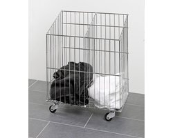 Eleganca ophangbare en verrijdbare wasmand - wassorteerder - wasmand 2 vakken - verstelbare vakverdeling - luxe waskorf - metaal - 32x50x55cm - verrijdbaar/met zwenkwielen