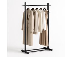 Eleganca Professioneel Stevig Kledingrek - H160cm x B120CM x D40cm - Draagvermogen 100kg - Garderoberek Geschikt voor Kledingwinkels & Boetieks - Metaal - Zwart