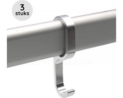 Eleganca schuifhaken 3 stuks – 22x8x68mm - stevige aluminium jashaken – gebruiksvriendelijke kapstokhaken - zilver