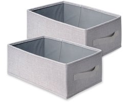Eleganca Stoffen Opbergbox - 2 stuks - Kastorganizer - Opbergdoos Kast - Textiel Structuur - Opvouwbaar - Opbergmand - Grijs