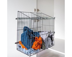 Eleganca Uittrekbare Wasmand - Wasmand 2 vakken - Met Tussenschot - 55,5 x 50 x 56 cm - Wassorteerder - Metaal
