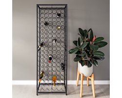 Eleganca Wijnrek Staand XL – Ruimte voor 108 flessen – Wijnkast – Wijnrekken muur - H191 x B65 x D24 cm – Modern - Metaal – Zwart