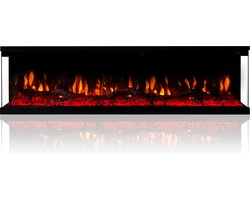 Elegance 3D 100 - Elektrische sfeerhaard - Haard kachel met verwarming - 3 ZIJDIG Inbouw Sfeerhaarden - Cinewall 3D sfeerhaard - 254 x 44 cm