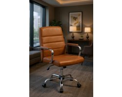 Elegance Pro Luxe Ergonomische Bureaustoel – Directiestoel met Wielen, Armleuningen & Schommelfunctie – Verstelbaar 46-56 cm – Belastbaar tot 130 kg – Rostbruin- Casa Serena – 56 cm – Casa Dorada