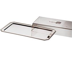 Elegance roestvrij stalen dienblad met deksel - transparant deksel - 18/0 roestvrij staal - 19 x 35 cm - 10 cm hoogte