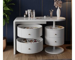 Elegance Vanity Table – White High-Gloss Dressing Table with Drawers – Modern Makeup Table for Bedroom & Dressing Room – Stylish Cosmetic Desk with Large Work Surface HomeByNicole