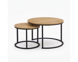 EleganceEssentials Ronde Salontafel Set van 2 - Zwarte Poten - MDF Houten Tafels