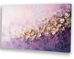 Elegant abstract bloemenontwerp - Bloemen wanddecoratie - Wandkunst natuur - Abstracte kunst - Landelijke schilderijen - Woonkamer decoratie - canvas 120x80 cm