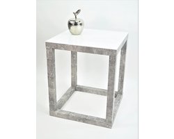 Elegant Bijzettafel en Bloemenzuil in Betonlook met Glas - Verkrijgbaar in Diverse Maten