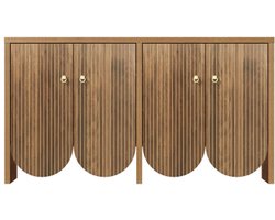 Elegant dressoir – 147×40×80 cm met 4 deuren, verstelbare planken en aluminium handgrepen – Veelzijdige opbergkast voor de woonkamer, eetkamer en hal