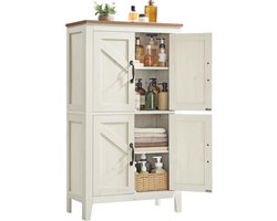 Elegant Dressoir in Boho-stijl met Rotan-look Deuren, Ruime Laden en Verstelbare Binnenplank, Ideaal voor Eetkamer of Keuken, Eikenbeige Afwerking