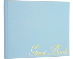 Elegant gastenboek, 9 "x 7" PU lederen bruiloft gastenboek stijlvol aanmelden boek met 50 blanco 120GSM papier voor recepties verjaardagen begrafenissen speciale evenementen, lichtblauw