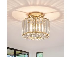 Elegant Gouden Kristallen Kroonluchter - Moderne Halfverzonken Plafondlamp, Plafondlamp Voor Thuisgebruik, Geschikt Voor Gangen, Keukens, Slaapkamers, Woonkamers En Andere Ruimtes