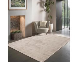 Elegant Hoogwaardig Vloerkleed van Viscose voor Woonkamer - Handgeweven Laagpolig Beige 160 x 230 cm