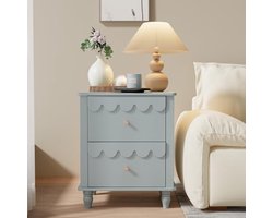 Elegant Nachtkastje Set van 2 met 2 Laden voor Slaapkamer en Kinderkamer - Blauw, 50 x 40 x 60 cm