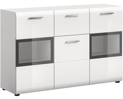 Elegant Sideboard met Glazen Deuren en Lade - Moderne Opbergkast voor Woonkamer - 125x81x37cm