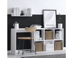 Elegant studeerbureau - JACK - Wit / Eikenhout - 145 x 74 x 45 cm