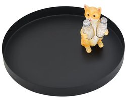 Elegant Zwart Rond Dienblad voor Decoratie en Functionaliteit in Huis