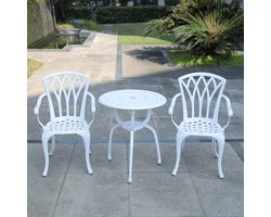 Elegante 3-delige bistroset van gegoten aluminium voor tuin en terras