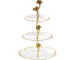 Elegante 3-laagse taartschaal van acryl voor cupcakes en taarten, met metalen handvat, perfect voor feesten en evenementen