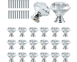 Elegante 30mm Heldere Kristallen Deurgrepen met Schroeven - Luxe Handgrepen voor Kasten en Laden, Perfecte Woondecoratie