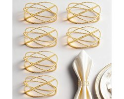 Elegante 6-delige set servetringen in goud met openwerk ontwerp voor bruiloften en restaurants