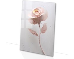 Elegante abstracte roos schilderij - Roos glazen schilderij - Muurkunst bloem - Minimalisme - Acrylglas schilderijen - Wanddecoratie - acrylglas 70x105 cm