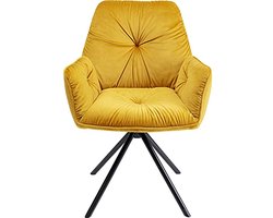 Elegante Armleunstoel voor Eetkamer en Lounge, Gele Zitstoel met Verstelbare Armleuningen - 60 x 65 x 89 cm