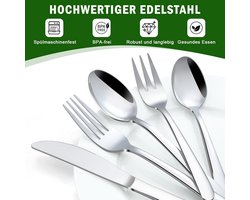 Elegante Bestekset voor 12 Personen - 60 Stuks Roestvrij Staal, Vaatwasmachinebestendig